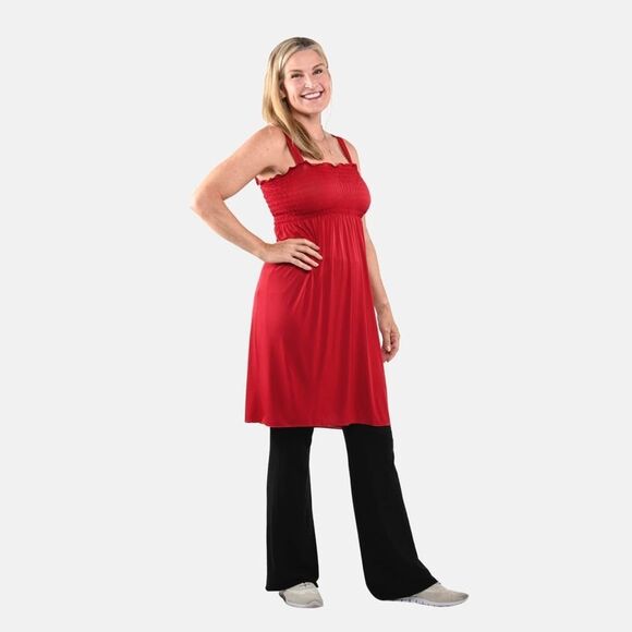 Lati Fashions Red Smocked Cover Up Dress Xl - Picture 3 of 5